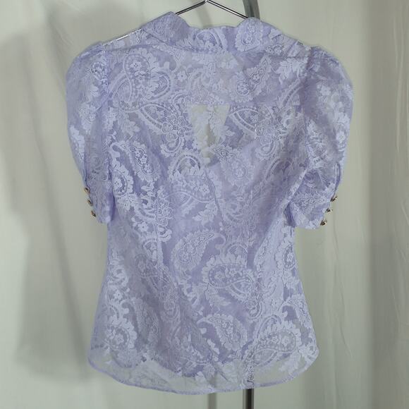 Zimmermann 'High Tide' Purple  Cotton-Blend Lace Shirt Size 1 - Picture 3 of 4